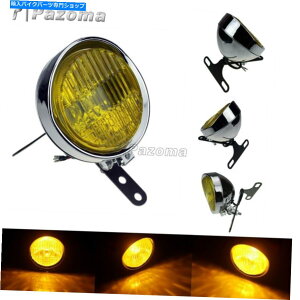 N[p[c 5 3/4 "H4dwbhCgW /uPbgN[nEWO 5 3/4" H4 Bulb Headlight W/ Bracket Chrome Housing For Harley Softail Old Bobber