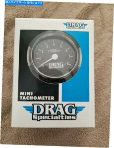 クロームパーツ ドラッグスペシャリティクローム/ブラックミニ電子8000 RPMタコメーター Drag Specialties Chrome/Black Mini Electronic 8000 RPM Tachometer For Harley