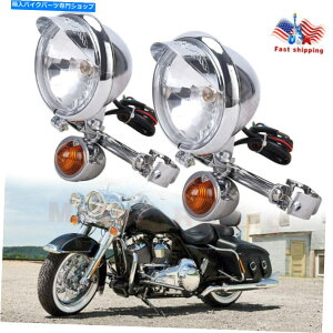 N[p[c I[goC^]X|bgtHOCgo[w /uPbg^[n[[z_̐M Motorcycle Driving Spot Fog Light Bar W/ Bracket Turn Signal For Harley Honda
