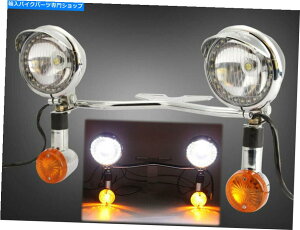 N[p[c n[[_rbh\̂߂̃^[VOiCgo[Zbg̃I[goC̃wbhCgʉ߂ Motorcycle Headlight Passing Turn Signals Light Bar Set For Harley Davidson