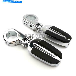 N[p[c Chrome 1-1 / 2 "GWK[hNbVo[}EgNvnCEFCtbgyO Chrome 1-1/2" Engine Guard Crash Bar Mount Clamps Highway Foot Pegs For Harley