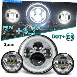 N[p[c Chrome 7 "LEDwbhCg+ 2x 4.5"I[goCGNgOCĥ߂̃tHOv Chrome 7" LED Headlight + 2x 4.5" Fog Light Passing For Motorcycle Electra Glide