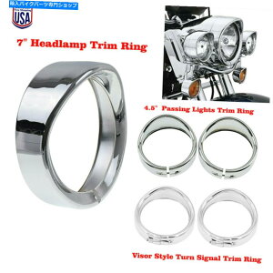 N[p[c Chrome^[MCgJo[7 ''wbhCg4.5 ''tHOgOtBbg Chrome Turn Signal Light Cover 7'' Headlight 4.5'' Fog Trim Ring Fit For Touring