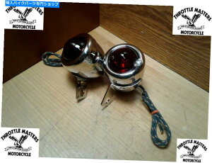 N[p[c Harley Fl 58-62̂߂Chrometg^[̐ԂVOivOEM 68558-50u Chrome Front Turn Red Signal Lamp Set for Harley FL 58-62 replaces OEM 68558-50