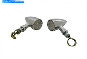 N[p[c LEDeۃ}[J[vZbgN[tBbgn[[ - frbh\ LED Bullet Marker Lamp Set Chrome fits Harley-Davidson