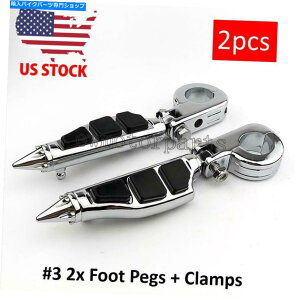 �N���[���p�[�c Harley-Davidson Road King Suspail Sportster�̂��߂�1-1 / 4 Chrome�������H���̃y�O 1-1/4 Chrome Highway Foot Pegs for Harley-Davidson Road King Softail Sportster�y���s�A���i�z