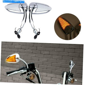 N[p[c Chrome~[tbVLEDjO^[VOiyÂ߂̃n[[_rbh\ Chrome Mirror Built-in Flash LED Running Turn Signals Pair for Harley Davidson