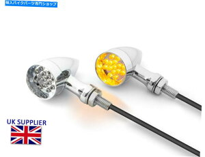 N[p[c re[WgJX^vWFNgyÂ߂̃I[goCLEDCWP[^NX`[ Motorcycle LED Indicators Chrome Steel for Vintage Retro Custom Project PAIR
