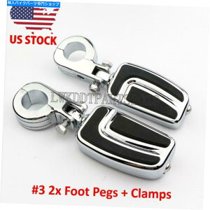 N[p[c ChromeH̃yÕXg}EgNv1 1/4 '' 1.25 "GWK[h Chrome Highway Foot Pegs Rest Mount Clamps for Harley 1 1/4'' 1.25" Engine Guard