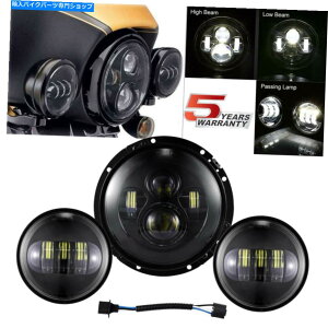 N[p[c }ñI[goĈ߂̃tHOCg킹N[7C`wbhCg+ 4.5 " Chrome 7 inch Headlight + 4.5" LED Passing Fog Light Set For Yamaha Motorcycle