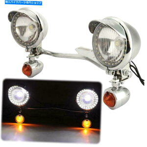 N[p[c Chrome UniversalI[goC̋쓮X|bg̃^[MCgo[̃hbg Chrome Universal Motorcycle Passing Driving Spot Fog Turn Signal Light Bar DOT