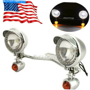 N[p[c n[[_rbh\̂߂̃^[VOiCgo[Zbg̃I[goC̃wbhCgʉ߂ Motorcycle Headlight Passing Turn Signals Light Bar Set For Harley Davidson