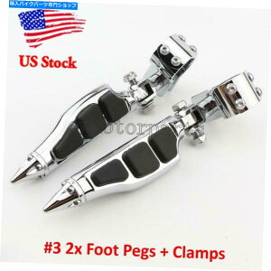�N���[���p�[�c Chrome�I�[�g�o�C�������H�G���W���N���b�V���o�[�t�b�g�y�O�̓n�[���[�̂��߂̃N�����v���x�� Chrome Motorcycle Highway Engine Crash Bar Foot Pegs Rests Clamps Fit For Harley�y���s�A���i�z