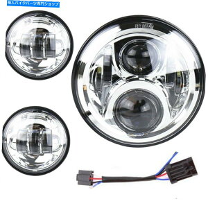 N[p[c Chrome 7 "50W LEDvWFN^[wbhCg+ 4.5"n[[̂߂̌yv Chrome 7" 50W LED Projector Headlight+4.5" Fog Passing Light Lamps for Harley
