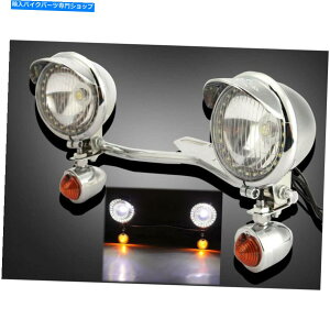N[p[c n[[̂߂̃^[VOiX|bgtHOvo[ʉ߂NI[goC̉^] Chrome Motorcycle Driving Passing Turn Signal Spot Fog Lights Bar For Harley