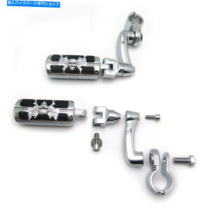 N[p[c Chrome 1.25 "Fatboy Street BobpCXJA[`^tbgyOLbgGWK[h Chrome 1.25"Pirate Skull Arched Foot Peg Kit Engine Guard For FatBoy Street Bob