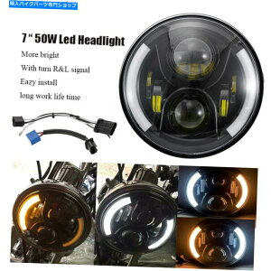 N[p[c 7 '' 7C`ی^I[goCLEDwbhCgcĂn[[ 7'' 7inch Round Motorcycle LED Headlight With Left Right Turn Signals for Harley