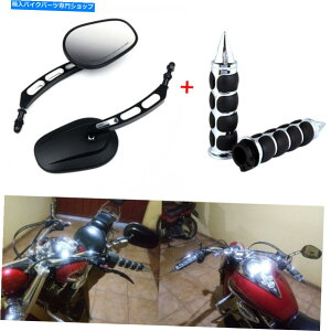 N[p[c ubNI[goCGbWJbg~[N1 "n[C̃nho[Obv_rbh\ Black Motorcycle Edge Cut Mirrors & Chrome 1" Handlebar Grip For Harley Davidson