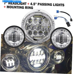 N[p[c 7 "LEDvWFN^[̃wbhCg+ harley Road King Classic Flhrĉ߂̏ƖCg 7" LED Projector Headlight + Passing Lights For Harley Road King Classic FLHRC
