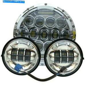 N[p[c 7 "Chrome LEDvWFN^[̃wbhCgn߂̏Ɩn[[_rbh\ 7" Chrome LED Projector Headlight Passing Lights For Touring Harley Davidson