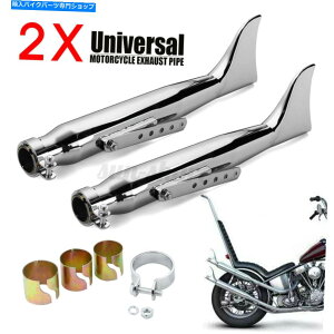 �N���[���p�[�c 2x 1.72feet Shark Fin Chrome�I�[�g�o�C�̔r�C�e�[���p�C�v�}�t���[���j�o�[�T���A�����J 2x 1.72Feet Shark Fin Chrome Motorcycle Exhaust Tail Pipe Muffler Universal US�y���s�A���i�z