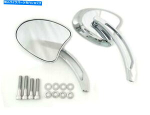 �N���[���p�[�c V-TWIN 34-1959�N���[���~�j�e�[�p�[�~���[�����O�X���b�g�X�e���n�[���[���g���b�N'65 + V-Twin 34-1959 Chrome Mini Tapered Mirrors Long Slotted Stem Harley Metric '65+