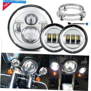 N[p[c 7 "C`NLEDvWFN^[[^[wbhCg+n[[c[Ô߂̏ƖCg 7" Inch Chrome LED Projector Motor Headlight + Passing Lights For Harley Touring