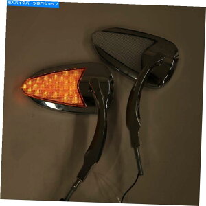 N[p[c n[[_Cib{u[C_[̂߂̃I[goC̔wʐ}̋̓ꂽM Motorcycle Rear View Mirrors LED Turn Signals For Harley Dyna Fat Bob Low Rider