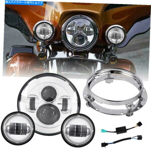N[p[c 7 "Chrome LEDvWFN^[wbhCg+ 4.5"n[[c[OS US 7" Chrome LED Projector Headlight + 4.5" Passing Lights For Harley Touring S US