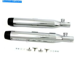 N[p[c V-Twin MFG Chrome 3 InBXbvI}t[/e[p[GhLbv - 30-1282 V-Twin Mfg Chrome 3 in. Slip-On Mufflers w/Black Tapered End Caps - 30-1282