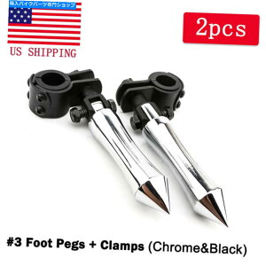 N[p[c Harley TouringpNHXpCNtbgyONv1 '' 1-1 / 4 "GWK[h Chrome Highway Spike Foot Pegs Clamps For Harley Touring 1'' 1-1/4" Engine Guard