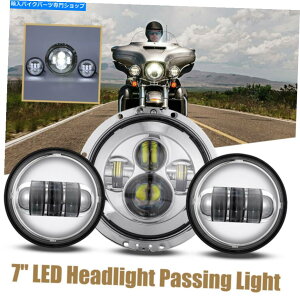N[p[c Harley Davidson Touring Electra Glidê߂Chrome 7 "LEDwbhCgʉ߃Cg Chrome 7" LED Headlight Passing Lights For Harley Davidson Touring Electra Glide
