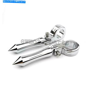 N[p[c NXpCNI[goC1.5 "GWK[hnCEFCo[yO}EgNvB Chrome Spike Motorcycle 1.5" Engine Guard Highway Bars Foot Pegs Mount Clamps US