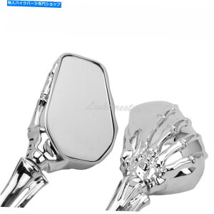 N[p[c jo[TI[goCXPgXJ܃nhNAr[TCh~[10mm Universal Motorcycle Skeleton Skull Claw Hand Chrome Rearview Side MIRRORS 10MM