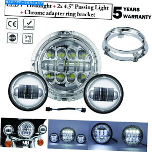 N[p[c Chrome 7 "LED DRLwbhCgʉߏƖLights Fit Harley Glide Flh Flf FlfF Chrome 7" LED DRL Headlight Passing Lights Fit for Harley Glide FLH FL FLF FLHF