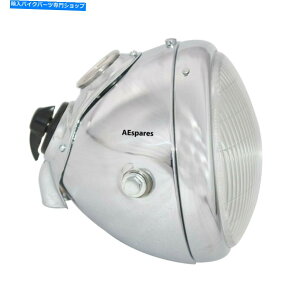 クロームパーツ LUCASタイプ7「パイロットランプ付きクロムヘッドライト電流計スイッチBSA AJS Norton ECS Lucas Type 7" Chrome Headlight with Pilot Lamp Ammeter Switch BSA AJS NORTON ECs