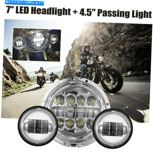 N[p[c Harley Touring Road KingpN[7 "LEDvWFN^[wbhCgʉ߃Cg Chrome 7" LED Projector Headlight Passing Lights For Harley Touring Road King