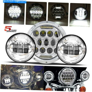 N[p[c Chrome 7 "n[[GNgOChc[Ô߂̃Cgʉ߂ Chrome 7" LED Projector Headlight Passing Light For Harley Electra Glide Touring