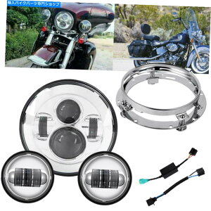N[p[c Chrome 7 "LEDvWFN^[̃wbhCg+ 4.5"n[[c[Ô߂̃Cgn Chrome 7" LED Projector Headlight + 4.5" Passing Lights Fit for Harley Touring