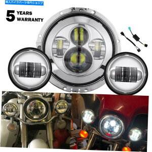 N[p[c Chrome 7 "Hi / Lo Projector LEDwbhCg+ 4.5"}nV-STAR XVSptHOCg Chrome 7" Hi/Lo Projector LED Headlight + 4.5" Fog Light For Yamaha V-Star XVS