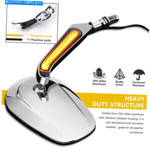 N[p[c yAN[LED^[MAr[~[pn[[_rbh\[hLO_Ci Pair Chrome LED Turn Signal Rear View Mirrors for Harley Davidson Road King Dyna