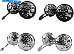 N[p[c n[hhCuN[t~OXJ~[W /A~jE270045 Harddrive Chrome Flaming Skull Mirror W/Aluminium Stem 270045