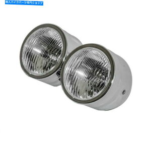 �N���[���p�[�c ���j�o�[�T��12V�N�����t�����g�_�u���c�C�����E���h�w�b�h���C�g�w�b�h�����v�I�[�g�o�CATV Universal 12v Chrome Front Double Twin Round Headlight HeadLamp Motorcycle ATV�y���s�A���i�z