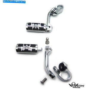N[p[c CXJ5uNtbgyOLbg1.25vn[[t@bg{[CXg[g̃GWK[h Pirate Skull 5" Chrome Foot Peg Kit 1.25" Engine Guard For Harley Fat Boy Street