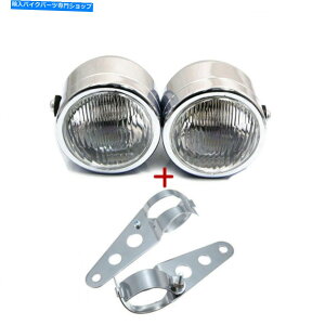 N[p[c 12VN[cCh~l[^[wbhCgvI[goCW /}EguPbgXg[goCN 12V Chrome Twin Dominator Headlight Lamp Motorcycle w/Mount Bracket Street Bike