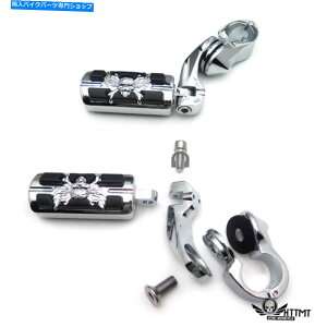 N[p[c CXJ2.5uNtbgyOLbg1.25vn[[t@bg{[CXg[ẽGWK[h Pirate Skull 2.5" Chrome Foot Peg Kit 1.25" Engine Guard For Harley FatBoy Stree