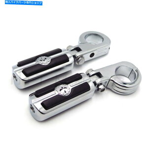 N[p[c Chrome Skull HighwayGWK[hPEG}Ego[̃n[[1.5 " Chrome Skull Highway Engine Guard Foot peg Mounting Rest Bar For Harley 1.5"