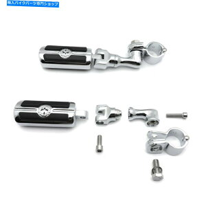 N[p[c 1.25C`GWK[ht[`[û߂̃NAO\XJtbgyO Chrome Angled Adjustable Skull Foot Peg For 1.25" Engine Guard Frame Tube