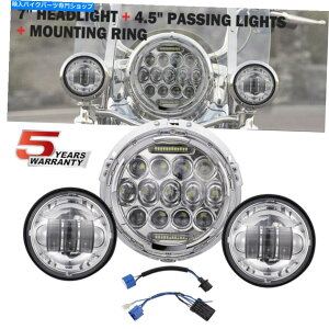 N[p[c 7 "LEDvWFN^[wbhCg4.5"n[[̏Ƃ炵̏Ƃ炵 7" LED Projector Headlight 4.5" Passing Lights For Harley Touring Electra Glide