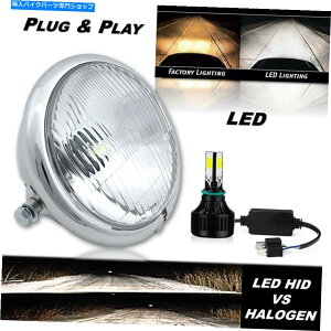 N[p[c 5-3 / 4 "I[goCXgbN6V LEDwbhvW / Chrome MotooPcTCh}Eg 5-3/4" Motorcycle Stock 6v LED Headlamp w/ Chrome Moto Bucket Side Mount EACH